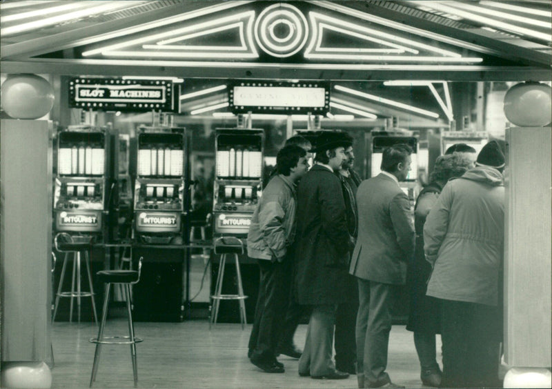 Slot machine gaming at the Moscow Intourist Hotel - Vintage Photograph