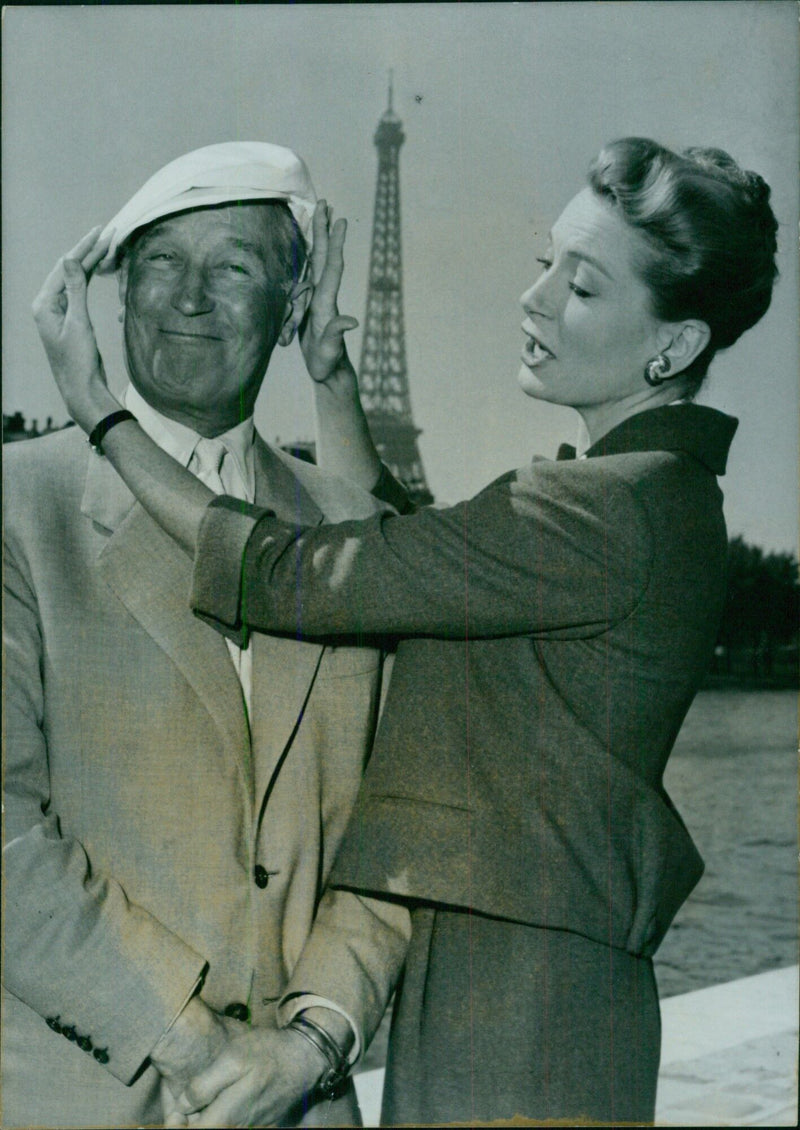 Maurice Chevalier and Deborah Kerr in the 1958 film - Vintage Photograph