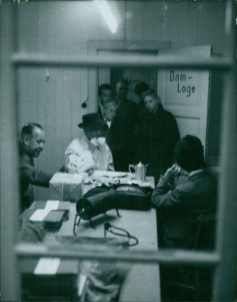 Coffee in the lounge during the visit to Stockholm in 1953 - Vintage Photograph