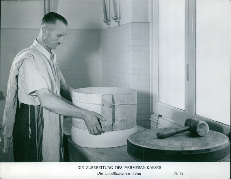 The preparation of Parmesan cheese - Vintage Photograph