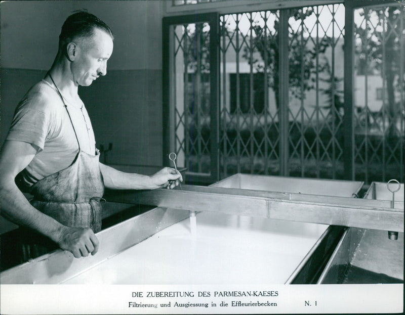 The preparation of Parmesan cheese - Vintage Photograph