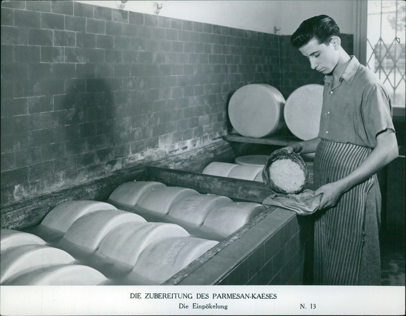 The preparation of Parmesan cheese - Vintage Photograph