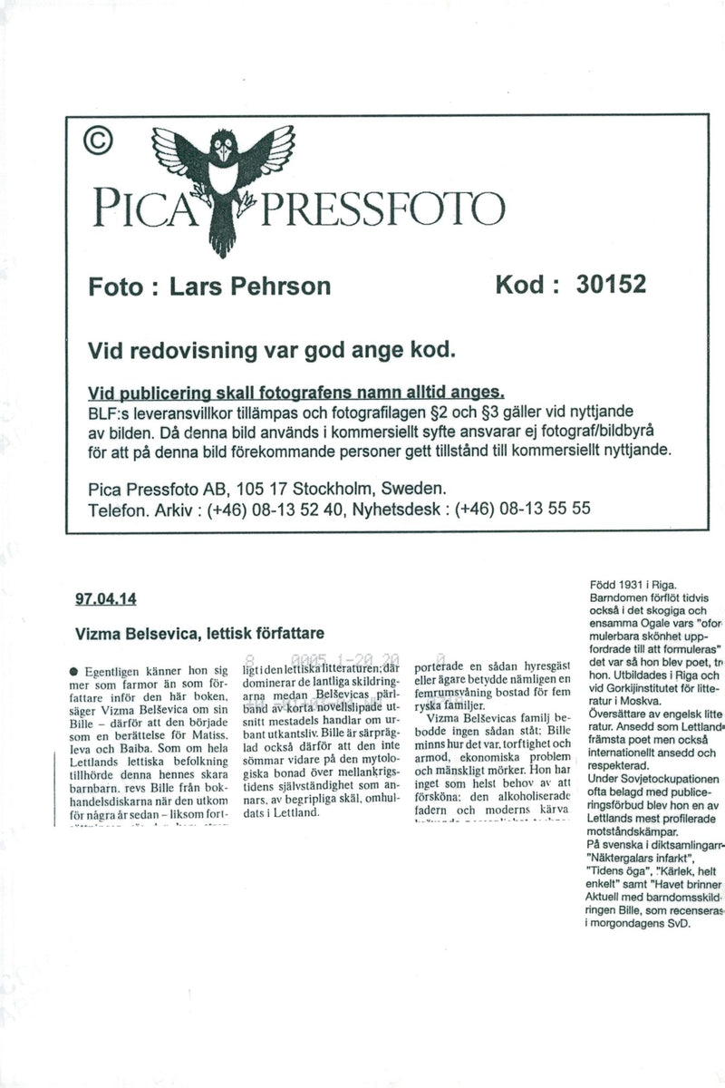 Vizna Belsevica, poet Latvia - Vintage Photograph