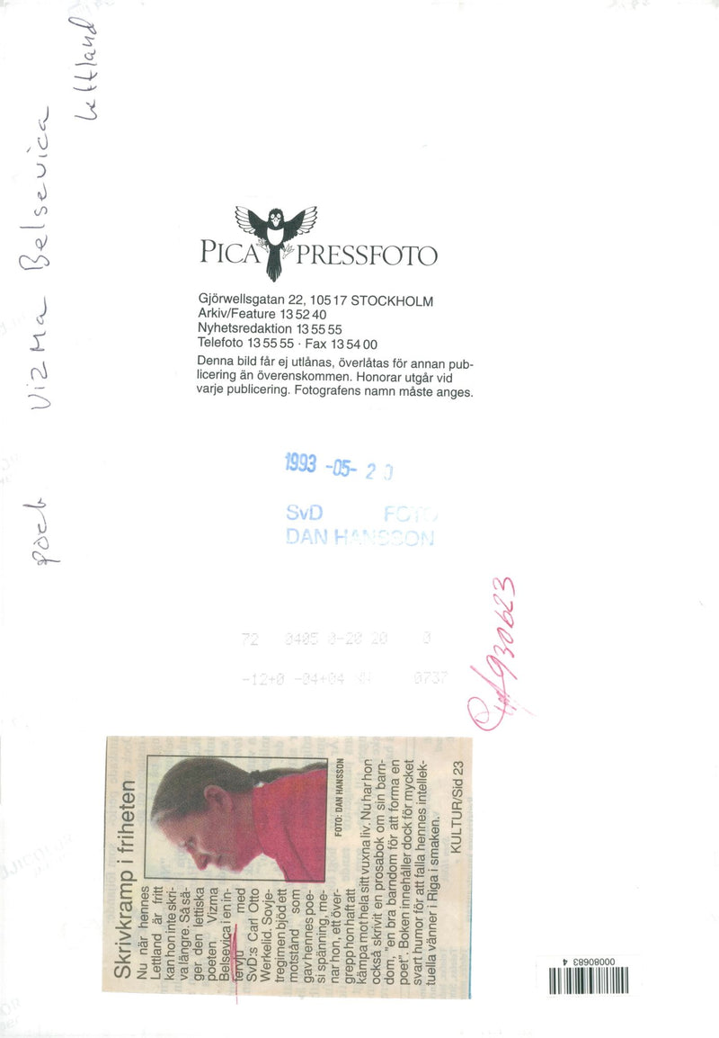 Vizna Belsevica, poet Latvia - Vintage Photograph