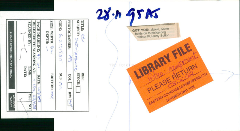 Police Dog 'Kaine' in training - Vintage Photograph