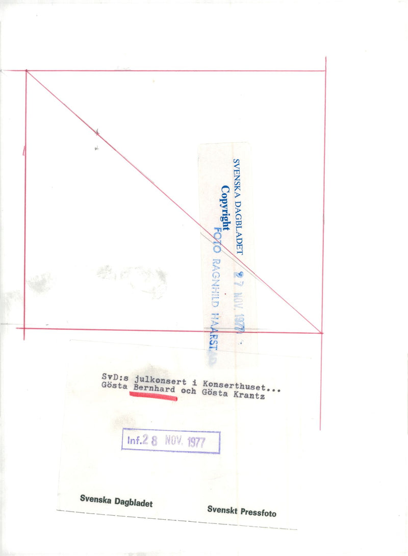 SvD's Christmas Concert in the Concert Hall. GÃ¶sta Bernhard and GÃ¶sta Krantz - Vintage Photograph