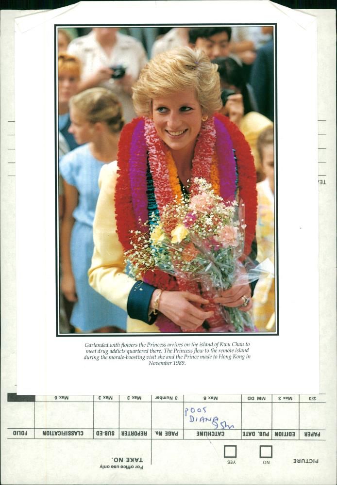 Princess diana of wales arrived at kwu chau. - Vintage Photograph