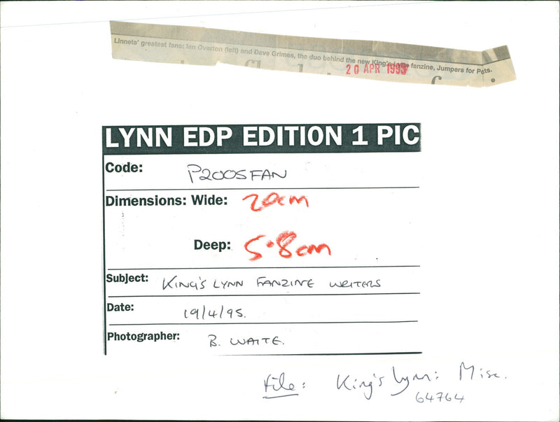 King's Lynn fanzine writer - Vintage Photograph