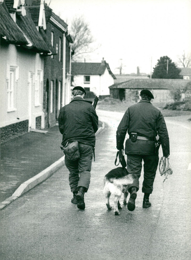Armed Police and dogs patrolling - Vintage Photograph
