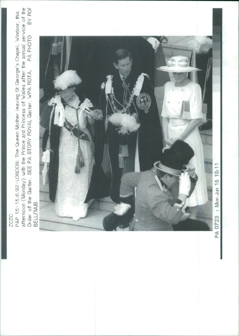 Princess Diana, The Queen Mother and Prince Charles - Vintage Photograph