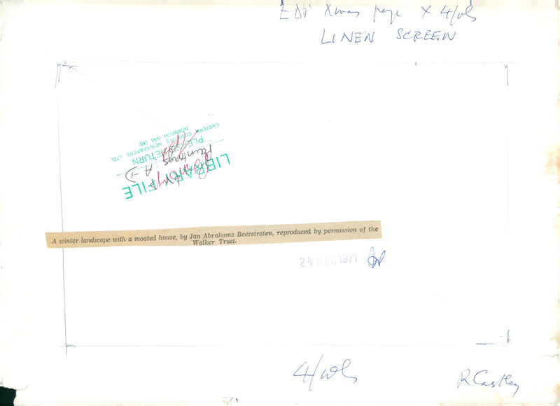 A winter landscape with a moated house - Vintage Photograph