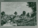 Landscape painting depicting a stone bridge - Vintage Photograph