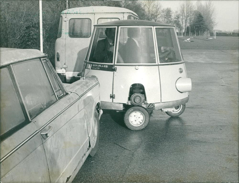 Parking made simple, Broadland School's Wasp Mark One demonstrate its maneuverability. - Vintage Photograph