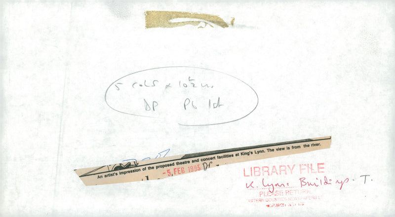 An artist's impression of the proposed theatre and concert facilities at King's Lynn. The view is from the river. - Vintage Photograph