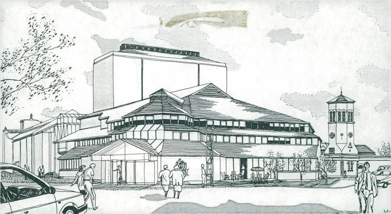 An artist's impression of the proposed theatre and concert facilities at King's Lynn. The view is from the river. - Vintage Photograph