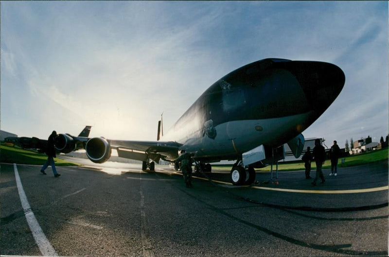 The stratotanker is seen at Mildenhall. - Vintage Photograph