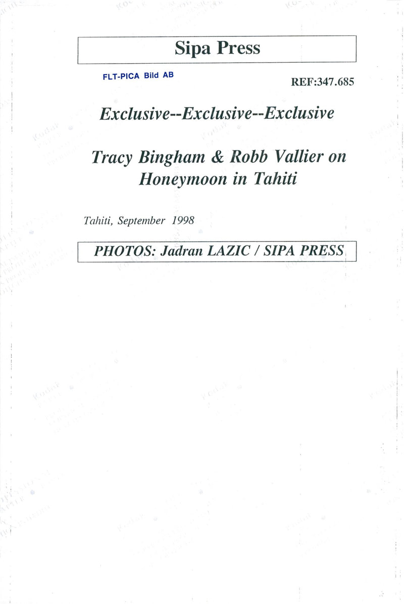 Traci Bingham and Robb Vallier on honeymoon in Tahiti - Vintage Photograph
