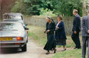 The Duchess of Kent and her Lady in the funeral service of Janey Napier. - Vintage Photograph