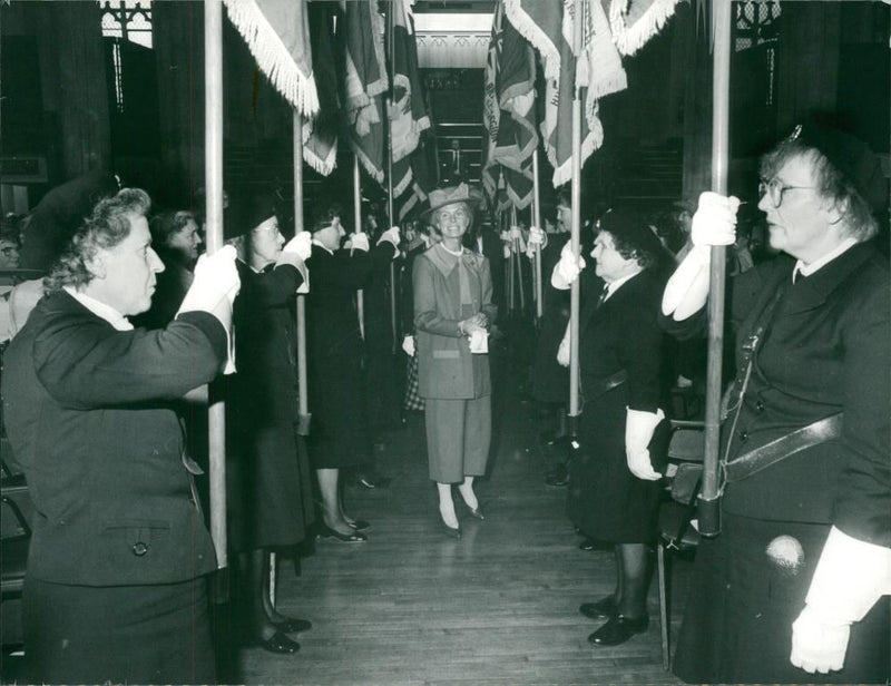 The Duchess seen through an avenue of Royal British Legion standards - Vintage Photograph