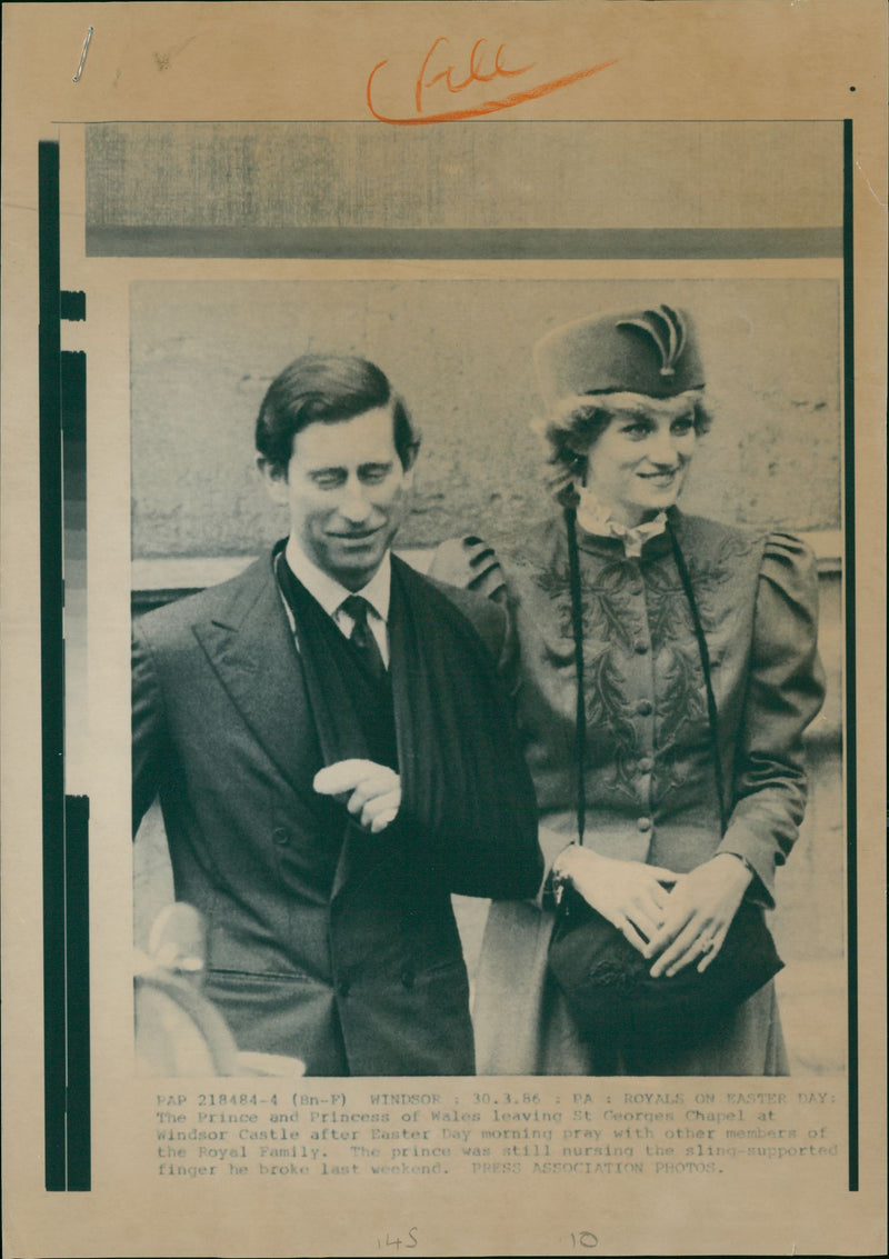 Prince Charles of Wales and Princess Diana on Easter day - Vintage Photograph