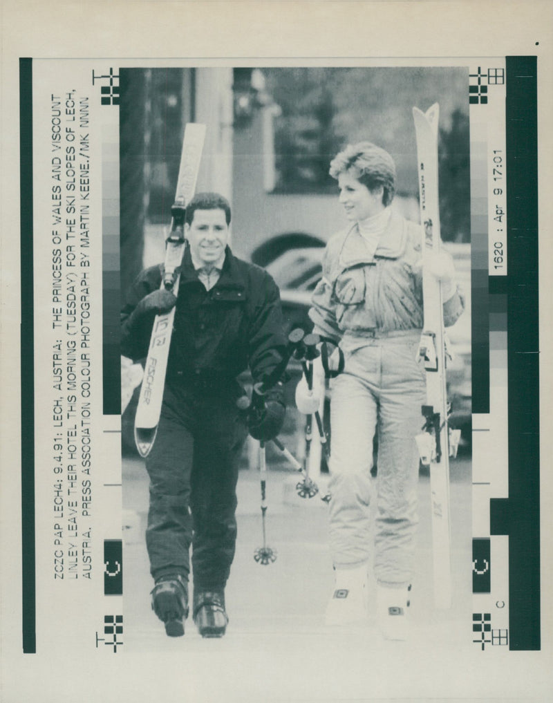 Princess Diana and Viscount Linley. - Vintage Photograph