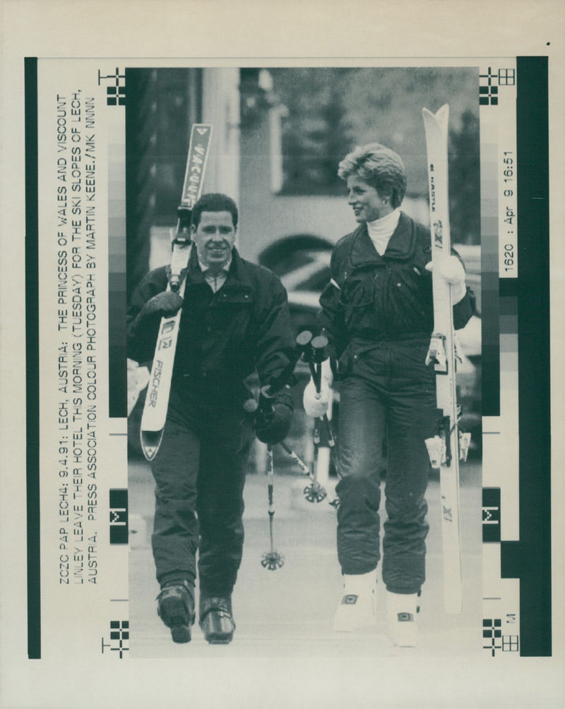 Princess Diana and Viscount Linley. - Vintage Photograph