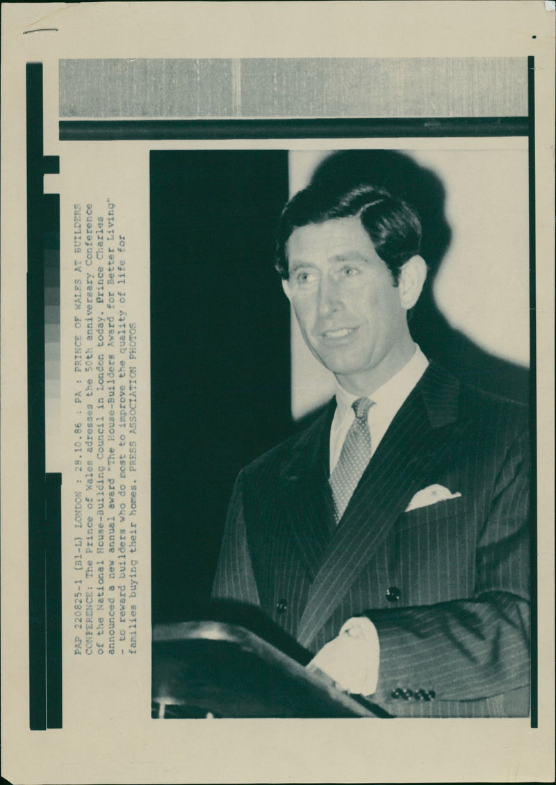 Prince Charles of Wales at Builders Conference - Vintage Photograph