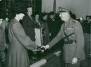 Duke of Gloucester shake hands with mrs Gerrard. - Vintage Photograph