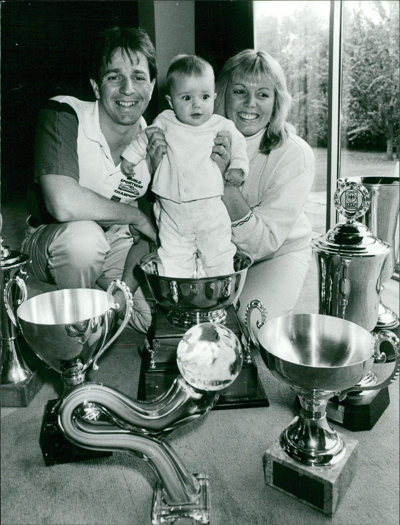 Martin Brundle, wife Liz and daughter - Vintage Photograph