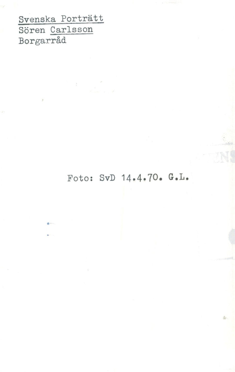1970 PORTRAIT SVD CARLSSON SWEDISH BORGARRAD SOREN - Vintage Photograph