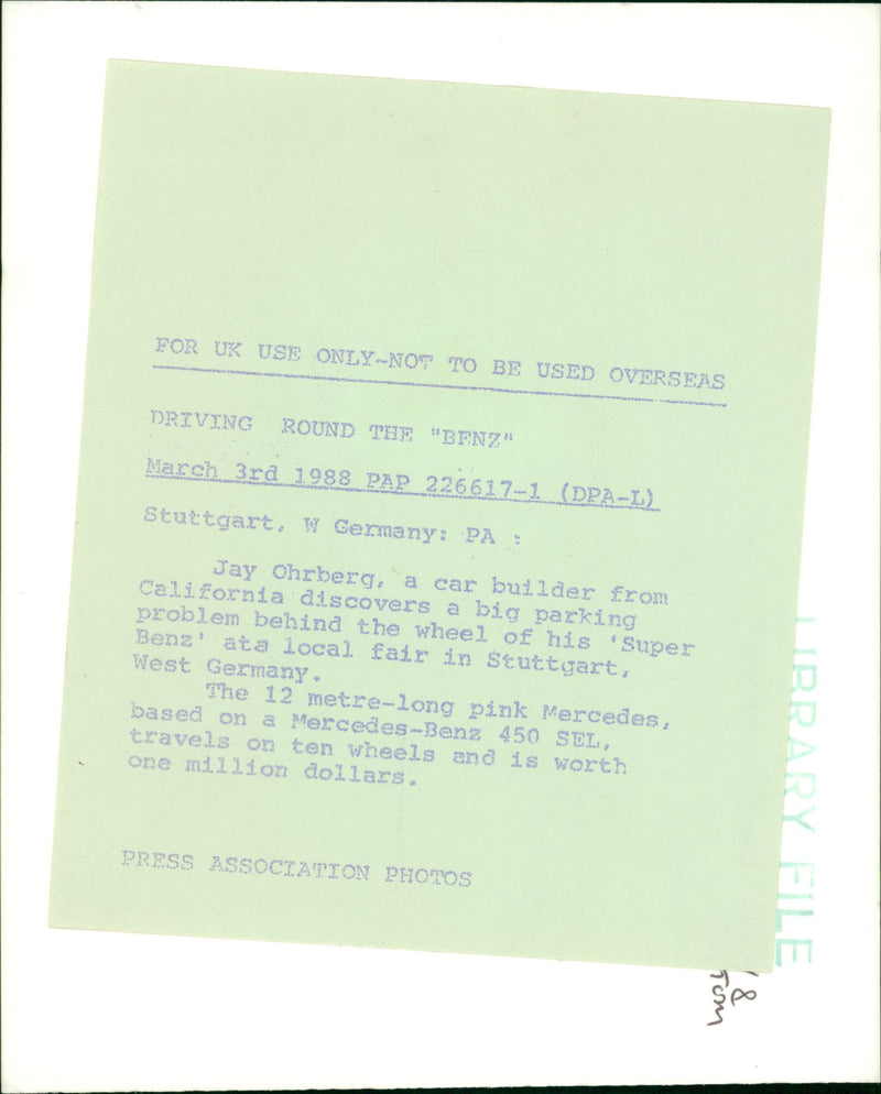 Cars: Customised & Specialised - Jay Ohrberg and the Super Benz - Vintage Photograph