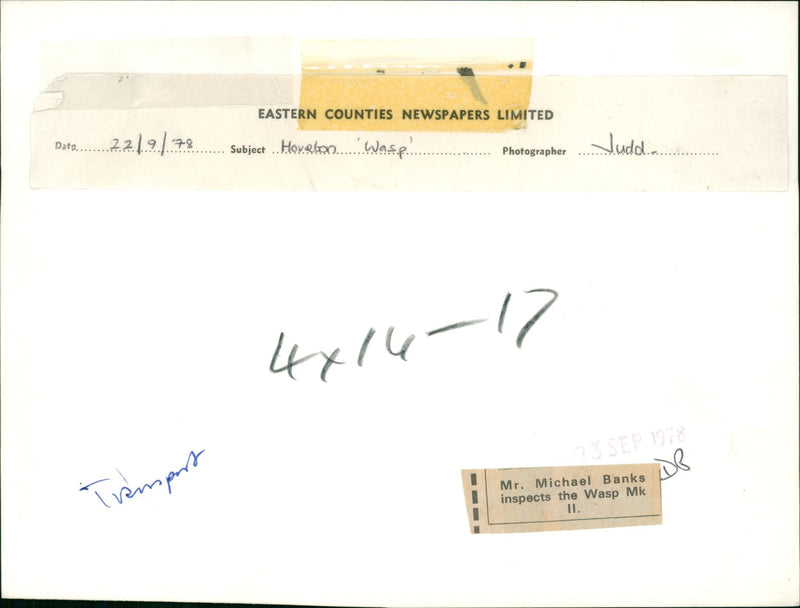 Cars: Customised & Specialised: Wasp - Mr. Michael Banks - Vintage Photograph