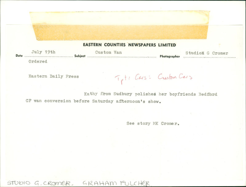 Cars: Customised & Specialised: Custom Van: Kathy - Vintage Photograph