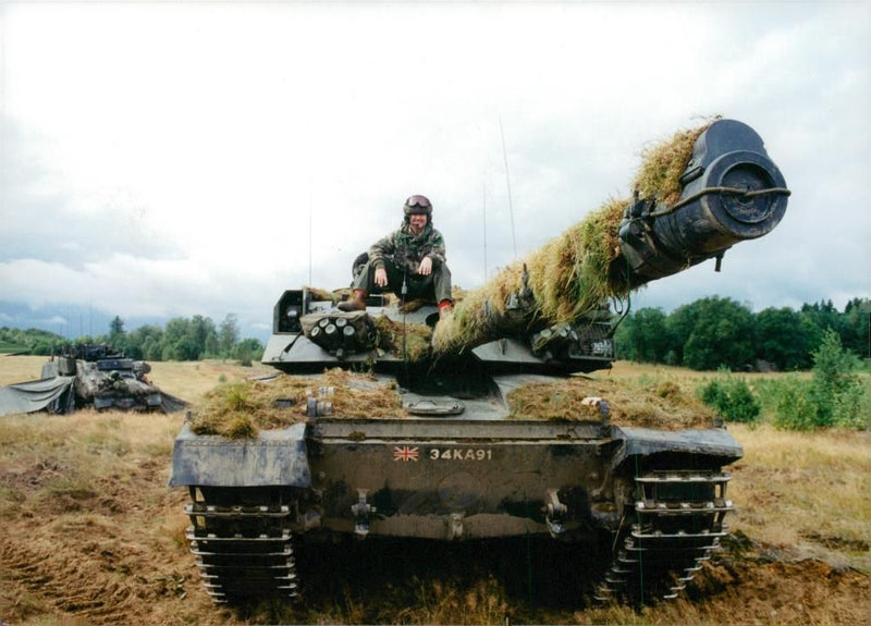 Bill Woodcock driving a Challenger tank - Vintage Photograph