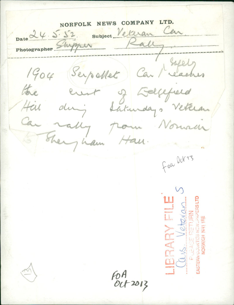 The veteran Safety car rally. - Vintage Photograph