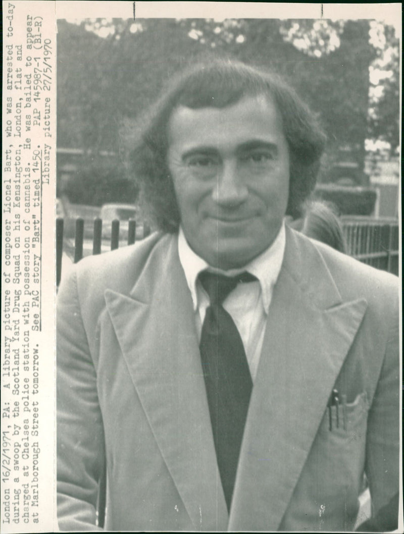 Lionel Bart was a writer and composer of British pop music . - Vintage Photograph