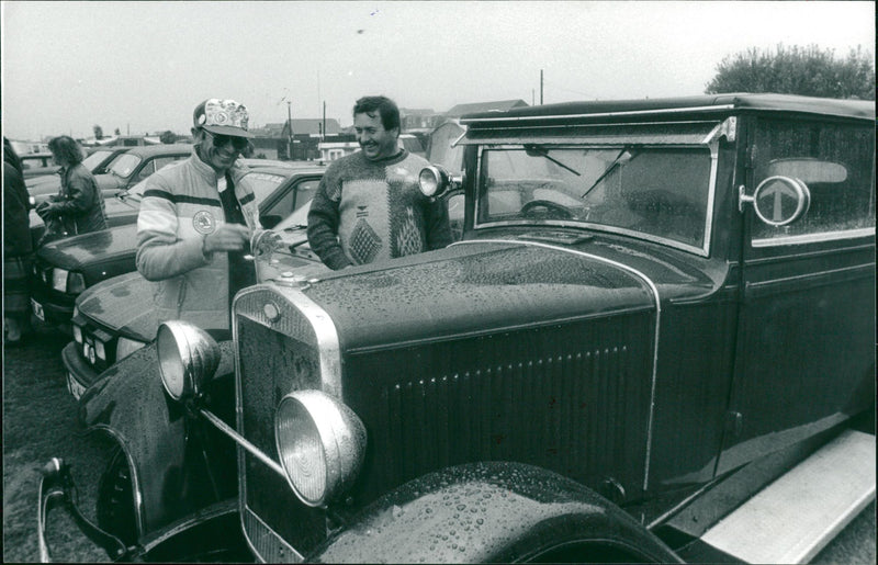 Albert Boyden admires the 1930 skoda. - Vintage Photograph