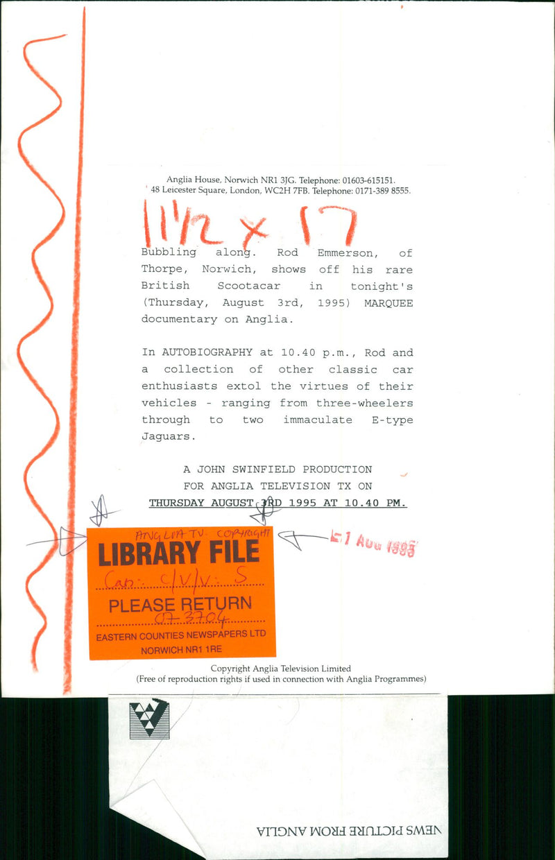 Rod Emmerson with his Red vintage Car. - Vintage Photograph