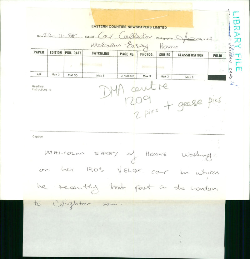 Malcolm Easey with his 1903 Velox Car. - Vintage Photograph