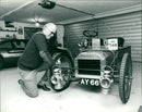 Malcolm Easey with his 1903 Velox Car. - Vintage Photograph