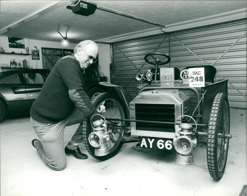Malcolm Easey with his 1903 Velox Car. - Vintage Photograph