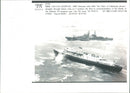 HMY Brittania with HRH The Duke of Edinburgh aboard  ploughs through heavy seas. - Vintage Photograph