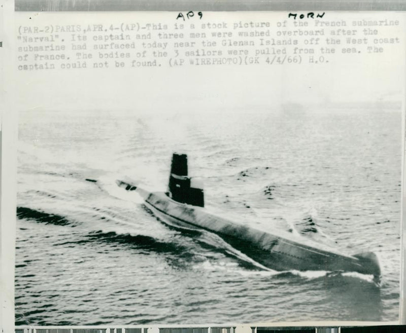 French Submarine: Narval. - Vintage Photograph