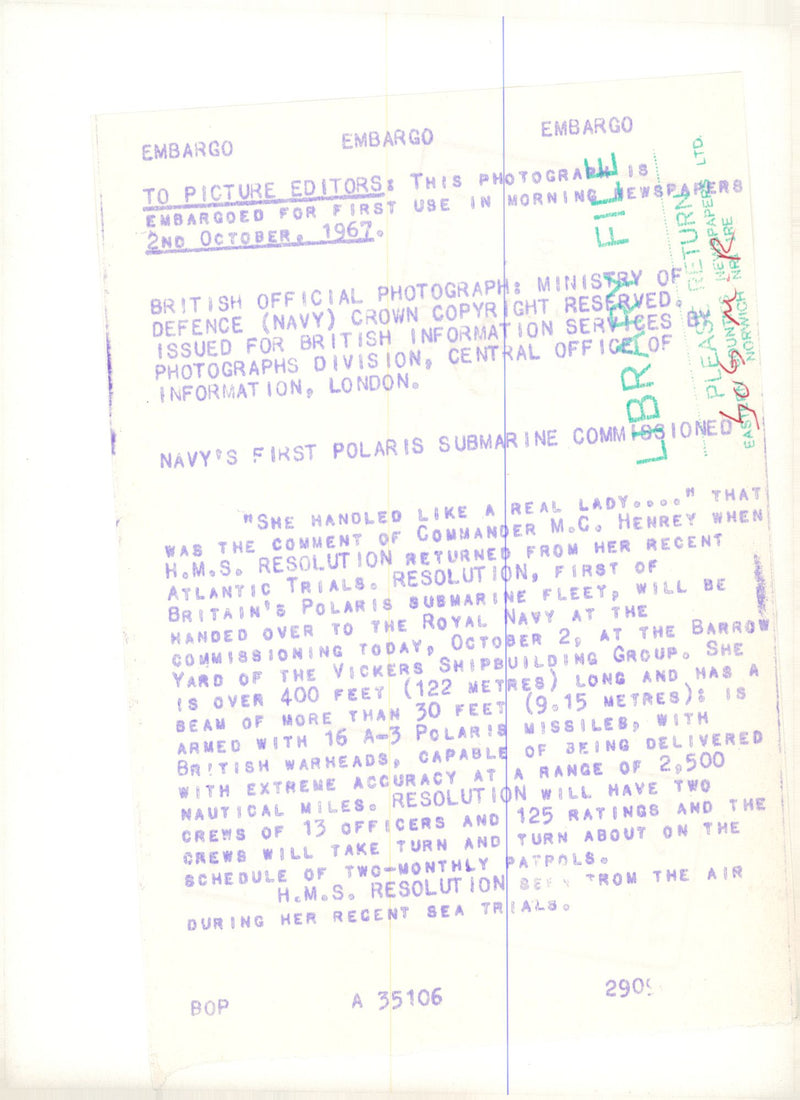 Polaris Submarine - Vintage Photograph