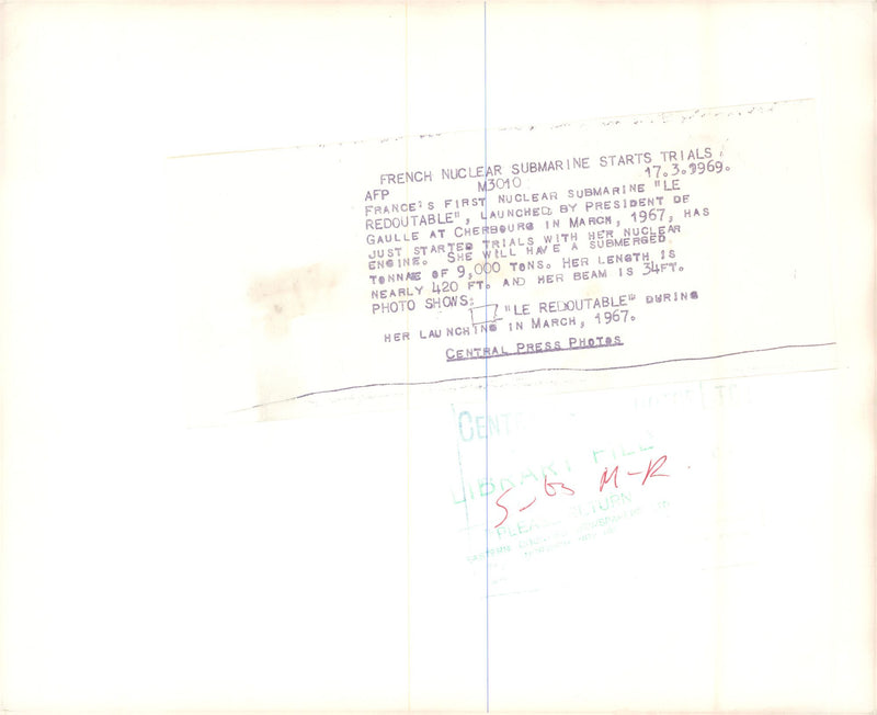 Le Redoutable - French Nuclear Submarine. - Vintage Photograph