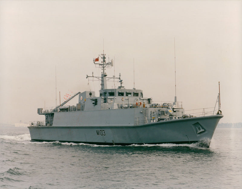 HMS Cromer, pictured during recent sea trials. - Vintage Photograph