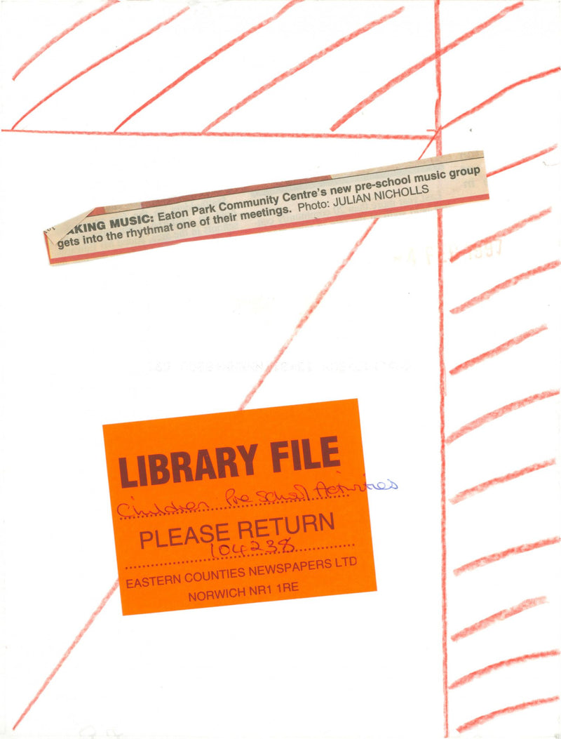 Eaton Park Community Centre's new pre-school music group gets into the rhythmat one of their meetings. - Vintage Photograph