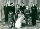 The Queen Mother Elizabeth Bowes-Lyon, Mr. Peter Phillips and his wife Anne, The Queen, Capt. Mark Phillips, the Duke of Edinburgh, Princess Anne and her baby, and Princess Alice. - Vintage Photograph