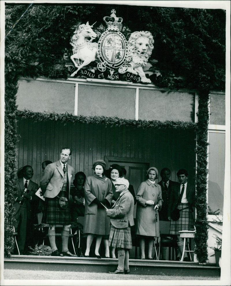 Prince Philip, Queen Elizabeth II, Queen Elizabeth The Mother, Princess Anne, Prince Charles and Joseph Grant. - Vintage Photograph