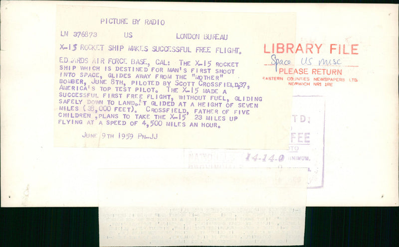 Rocket ship makes successful free flight. - Vintage Photograph